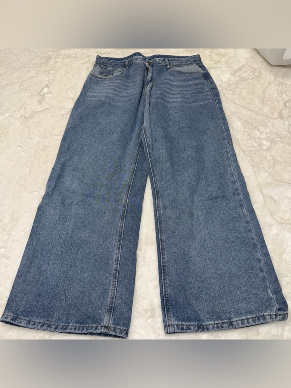 blue wide leg jeans